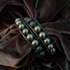 Браслет чан-лу подвійний з намистинами гематиту і шунгита діаметром 10 мм, довжина близько 20 см, колір чорний
