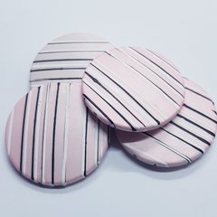 Бусины глина 41*7 мм, поштучно, розовый с разноцветным