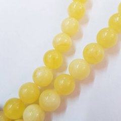 Янтарь бусины 12 мм, ~44 шт / нить, синтетические камни, на нитке, лимонный