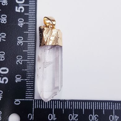 Кулон из горного хрусталя 12*39*9 мм, кристалл из натурального камня в металлическом обрамлении, подвеска, украшение, медальон, прозрачный