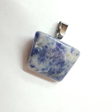 Кулон из азурита 15*20*13 мм, из натурального камня, подвеска, украшение, медальон, белый с синими пятнами