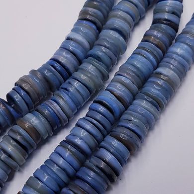 Перламутр бусины 8-10*1-2 мм, ~ 45 см нить, натуральные камни, на нитке, синий