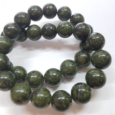 Змеевик прессованный бусины 10 мм, ~45 шт / нить, натуральные камни, на нитке, темно-зеленый