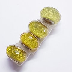 Бусины Пандора, 9*14 мм, из бижутерного сплава, с блестками, желтый разного оттенка