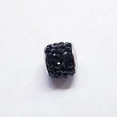 Бусины Пандора, 7*8 мм, из бижутерного сплава, инкрустированные, черный