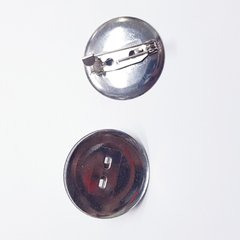 Основа для броши, 24*24*7 мм, на 2 отверстия, булавка с круглой основой, серебро