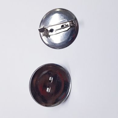 Основа для броши, 24*24*7 мм, на 2 отверстия, булавка с круглой основой, серебро