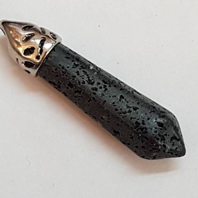 Кулон из лавы 35-40*8*8 мм, кристалл из натурального камня, подвеска, украшение, медальон, черный.
