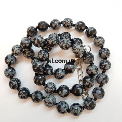 Обсидиан бусины 12 мм, натуральные камни, поштучно, черный с серыми пятнами