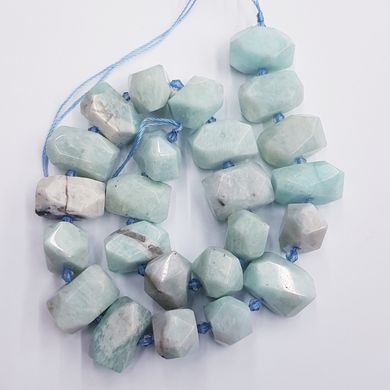 Аквамарин бусины 12-17*13-16 мм, натуральные камни, поштучно, светло-голубой