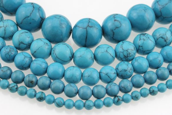 Бирюза прессованная бусины 14 мм, ~32 шт / нить, натуральные камни, на нитке, голубые