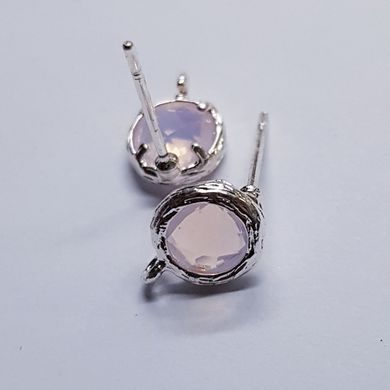 Швензы 11*7*15 мм, с натуральным камнем розовым кварцем, пусеты, из серебра, серебро