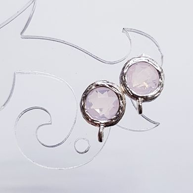 Швензы 11*7*15 мм, с натуральным камнем розовым кварцем, пусеты, из серебра, серебро