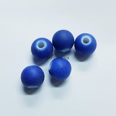 Бусины акрил 8 мм, поштучно, эффект резины, синий