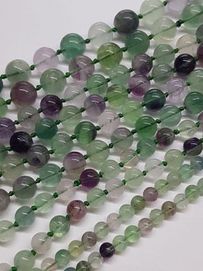 Флюорит бусины 8 мм, ~46 шт / нить, натуральные камни, на нитке, зеленые с прозрачным