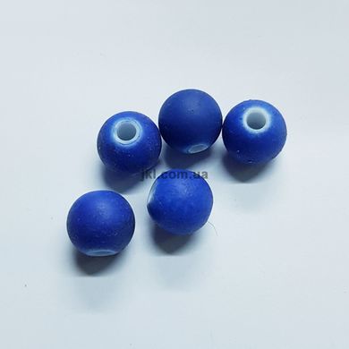 Бусины акрил 8 мм, поштучно, эффект резины, синий