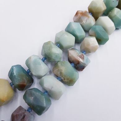 Амазонит бусины 12-17*13-16 мм, ~21 шт / нить, натуральные камни, на нитке, светло-голубой и коричневый