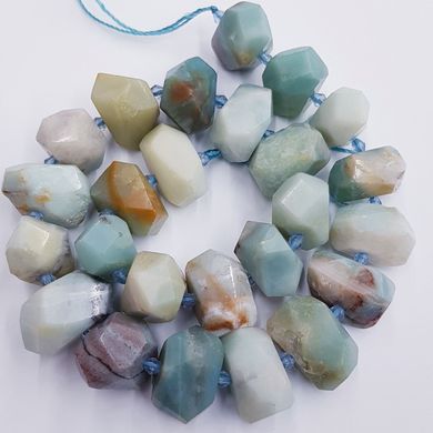 Амазонит бусины 12-17*13-16 мм, натуральные камни, поштучно, светло-голубой и коричневый
