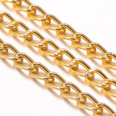 Ланцюг твіст алюмінієвий, розмір ланки 6 * 8.5 мм,  металевий, бижутерний, декоративний, на метраж, колір золото