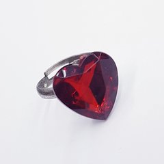 Кольцо, металлическое, с кабошоном, цвет серебро с красным