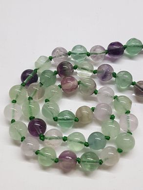 Флюорит бусины 6 мм, ~73 шт / нить, натуральные камни, на нитке, зеленые с прозрачным