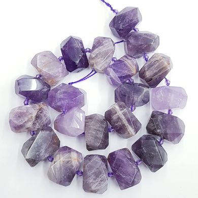 Аметист бусины 12-17*13-16 мм, натуральные камни, поштучно, фиолетовый