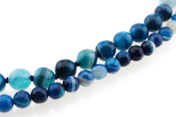 Агат вены дракона бусины 8 мм, ~46 шт / нить, натуральные камни, на нитке, сине-голубой с белыми разводами