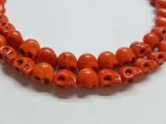 Говлит бусины 10*8 мм, натуральные камни, поштучно, черепа, оранжевые