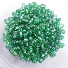 Бисер 3-5*3-5 мм, упаковка 10 гр, прозрачние с окраской внутри, зеленый