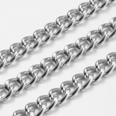 Ланцюг твіст алюмінієвий, розмір ланки 7 * 9 мм,  металевий, бижутерний, декоративний, на метраж, колір срібло