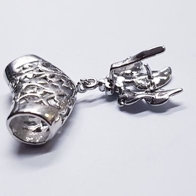 Бусина Бейл, з тримачем для кулона, металева 32 * 20 * 8 мм, поштучно, срібло