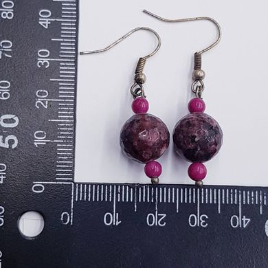 Серьги, 45*12*18 мм, на металлической основе, с чароитом и родонитом, натуральные камни, фиолетовый