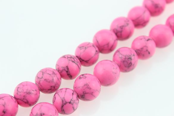 Бирюза прессованная бусины 6 мм, ~74 шт / нить, натуральные камни, на нитке, розовые