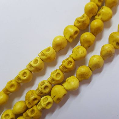 Говлит бусины 8*6*7 мм, ~52 шт / нить, натуральные камни, на нитке, черепа, желтые