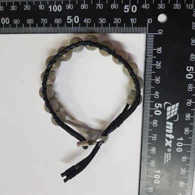 Браслет чан-лу з намистинами лабрадора діаметром 10 мм, довжина близько 18 см, колір сірий