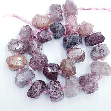 Лепидолит бусины 12-17*13-16 мм, натуральные камни, поштучно, розово-фиолетовый