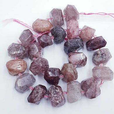 Лепидолит бусины 12-17*13-16 мм, ~21 шт / нить, натуральные камни, на нитке, розово-фиолетовый