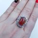 Кольцо с натуральным камнем сердоликом, на металлической основе, мельхиор, рыжий