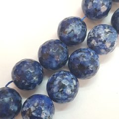 Лазурит граненный синий с белыми пятнами бусины 12 мм,  натуральные камни
