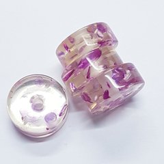 Бусина смола 6*15 мм, поштучно, имитация янтаря, фиолетовый с белым