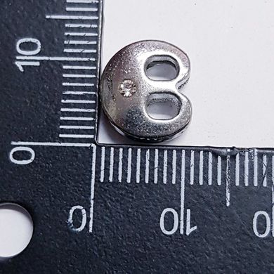 Бусина металлическая 12*10*5 мм, инкрустированные, поштучно, платина