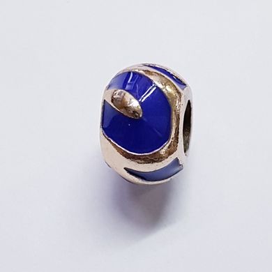 Бусины Пандора, 8*12 мм, из бижутерного сплава, платина, эмалированные, синий с золотом
