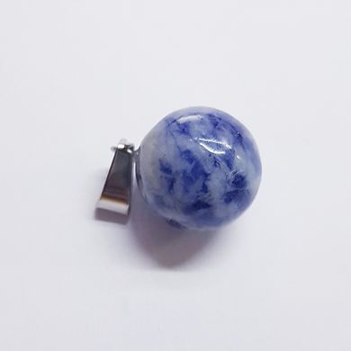 Кулон из азурита 14 мм, из натурального камня, подвеска, украшение, медальон, темно синий с белым
