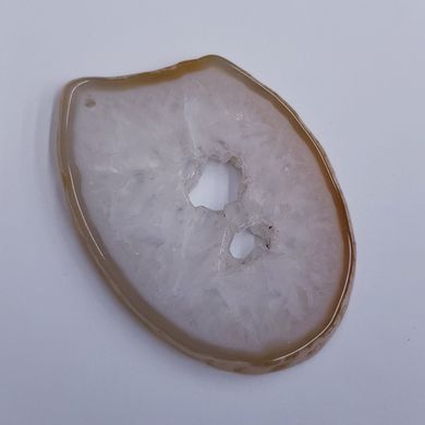 Кулон из агата 60*44*5 мм, срез из натурального камня, белый, подвеска, украшение, медальон
