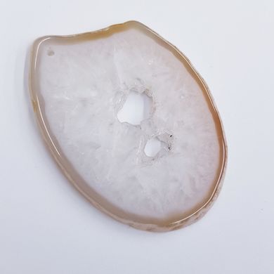 Кулон из агата 60*44*5 мм, срез из натурального камня, белый, подвеска, украшение, медальон