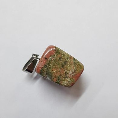 Кулон из унакита 17*15*13 мм, из натурального камня, подвеска, украшение, медальон, хаки с розовым