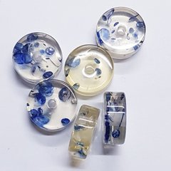 Бусина смола 6*15 мм, поштучно, имитация янтаря, синий с белым