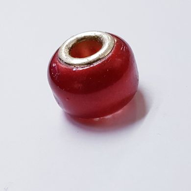 Бусины Пандора, 12*15 мм, из бижутерного сплава, с рисунком, красный с белым