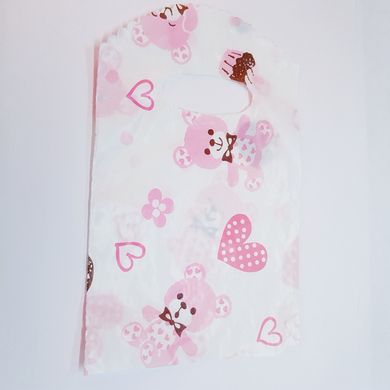 Подарочный пакет для украшений, из целлофана, 20*12*0,1 см, с рисунками, белый с розовым