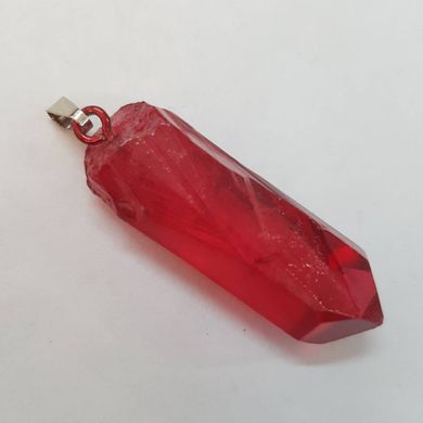 Кулон из горного хрусталя 43*13*13 мм, окрашенный кристалл из натурального камня, подвеска, украшение, медальон, красный